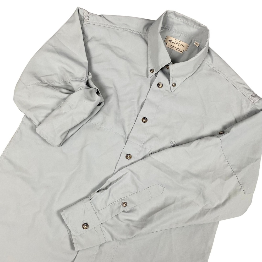 Beretta Mens Shooting Shirt S Light Blue Long Sleeve Mesh Vent Ripstop Button Up